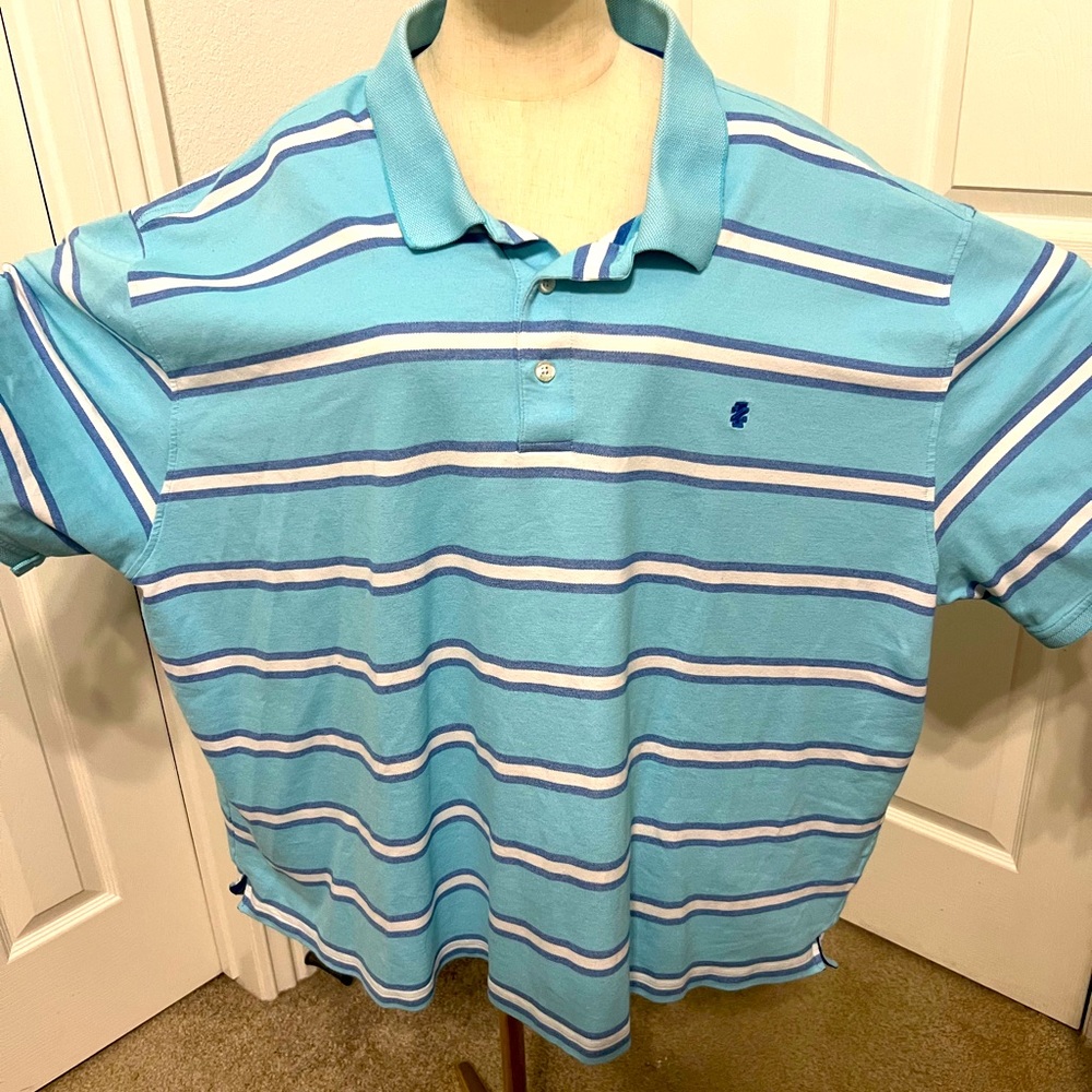 Izod blue/white strip polo